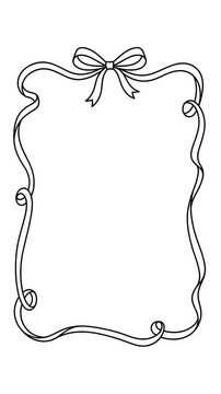 Decorative Ribbon Frame With Hand Drawn Bow For Celebration Stationery