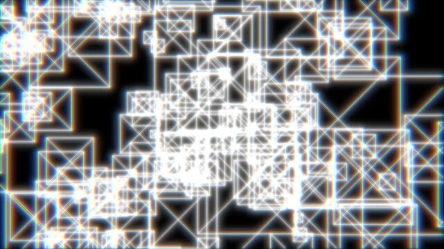 Geometric square shapes expanding and flowing animation