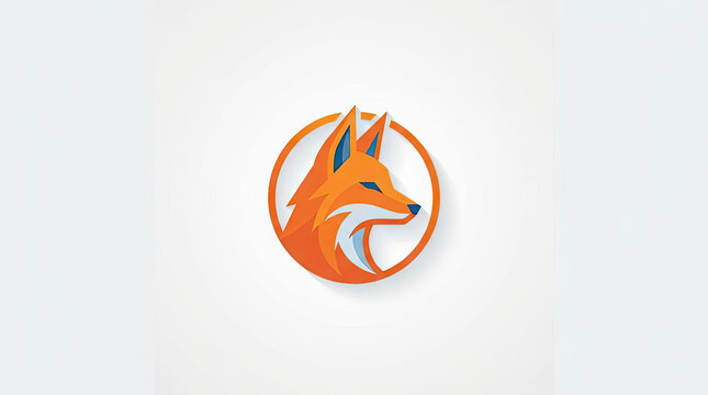 Stylized orange fox head circular logo.
