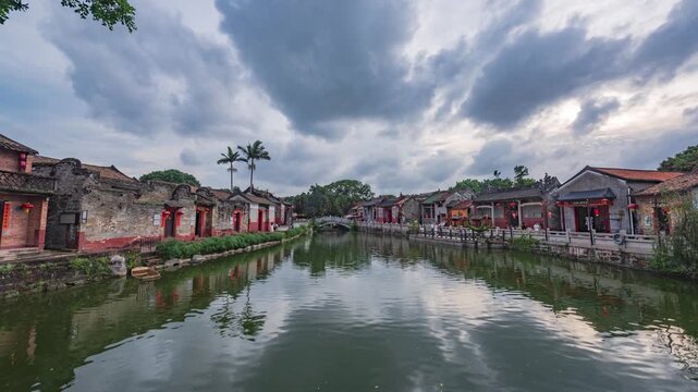 Evening scenery of ancient Ming and Qing dynasty villages in Chashan Town, Dongguan, Guangdong