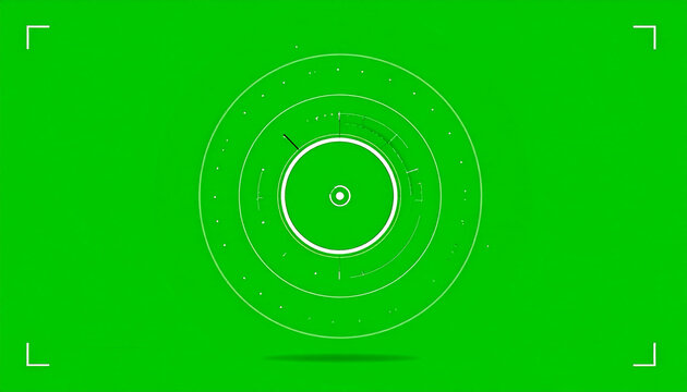 Futuristic Circular HUD Interface with Green Screen Background and Corner Registration Marks for Motion Graphics