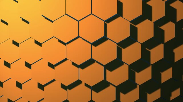 Golden Hexagonal Grid Growing With Subtle Depth And Light Motion