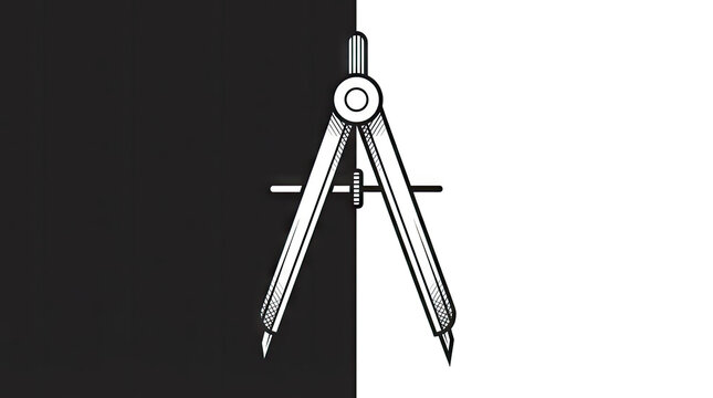 Drafting compass on split contrast background.