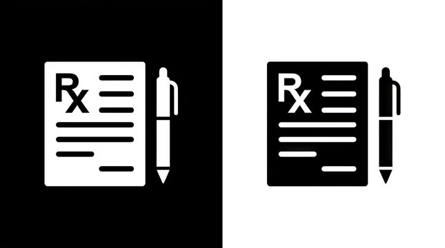Medical prescription pad and pen icons