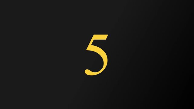 Yellow numbers counting down on black background in cinematic motion for a countdown concept