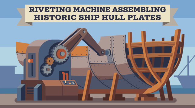 Riveting Machine Assembling Historic Ship Hull Plates