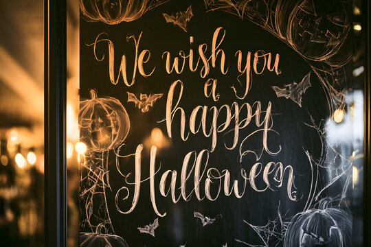 Can you wish me a happy Halloween in chalkboard font?