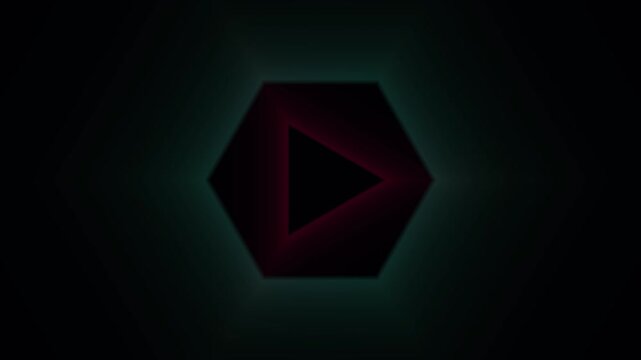 Abstract Hexagonal Geometric Shapes Glowing with Neon Light in Dark Background