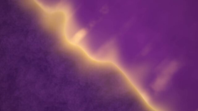 Abstract purple wave background with glowing golden light border animation loop