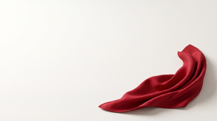 Fototapeta premium Elegant Red Flowing Fabric on White Background with Generous Copy Space