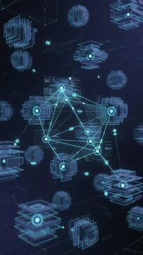 Autonomous AI agents exchange data and collaborate across a distributed digital network representing multi agent communication and cooperative artificial intelligence.