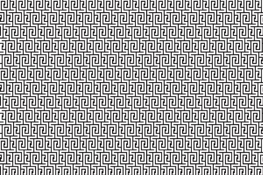Seamless vector illustration with classic greek key meander labyrinth pattern in black and white