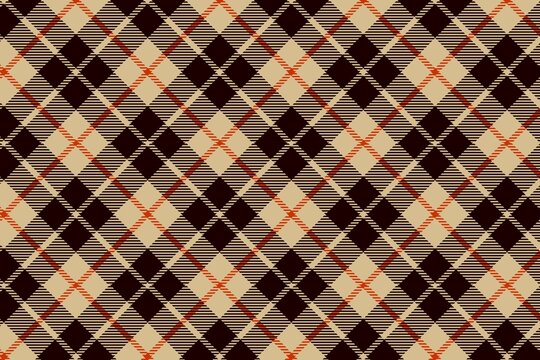 Seamless tartan plaid pattern illustration featuring classic brown beige and orange diagonal check