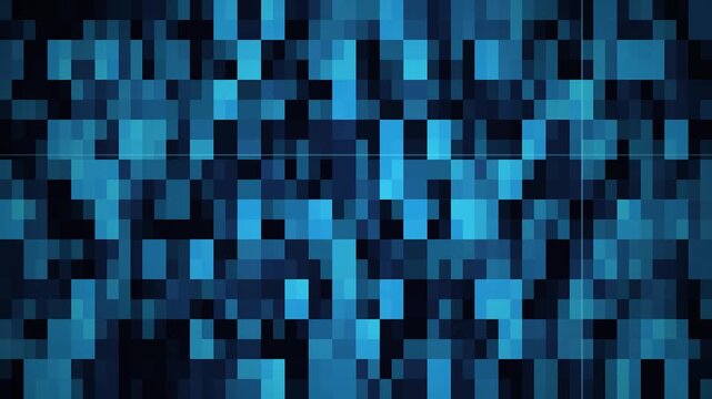 Abstract blue digital noise glitch pattern with black center bar for technology concept
