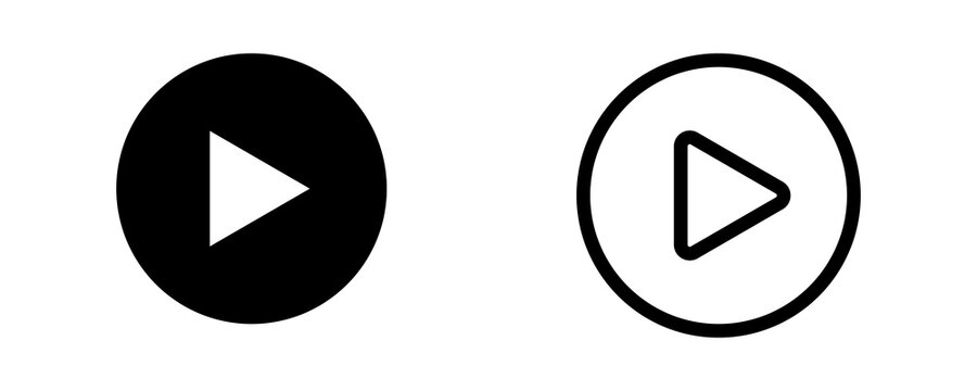 Black Play Button Icons Set Isolated on Transparent Background