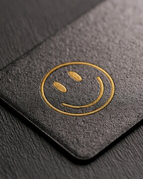 Metallic bank card with a smiley face