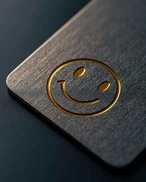 Metallic bank card with a smiley face