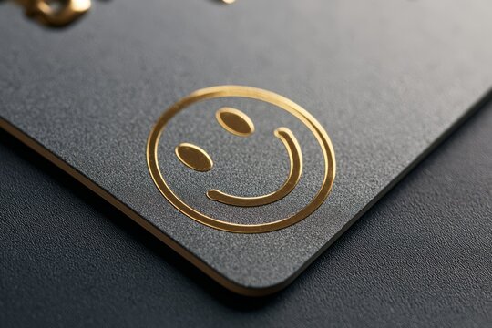 Metallic bank card with a smiley face