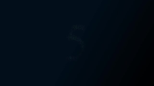 Countdown numbers dissolving into particles against dark blue background with cinematic motion