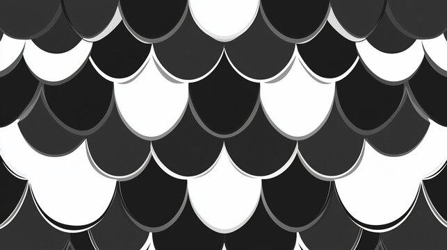 Abstract Black and White Fish Scale Pattern Background
