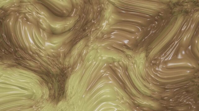 Abstract liquid 3d animation flowing brown material background loop 4k
