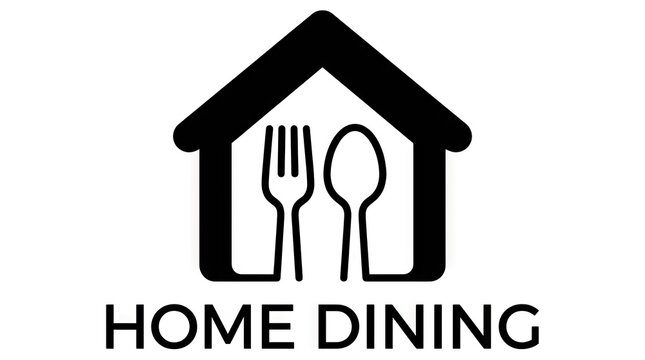 Home dining logo with house and cutlery icons.