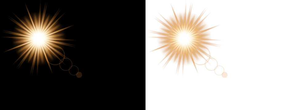 Golden Light Burst and Star Flare Overlay Set
