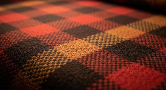Cozy Plaid Fabric Texture Warmth And Comfort In Rich Tones
