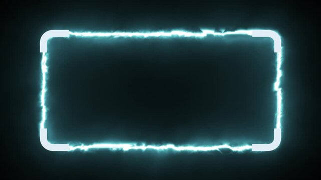 Overlay frame with a glowing white neon rectangular alpha channel border ideal for adding a vibrant touch to digital designs and social media graphics.