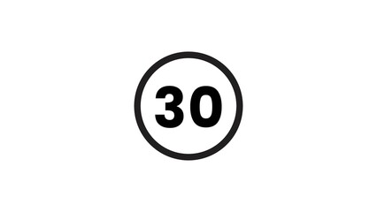 Obraz premium Minimalist circular black outline icon featuring number thirty for simple digital design icon.