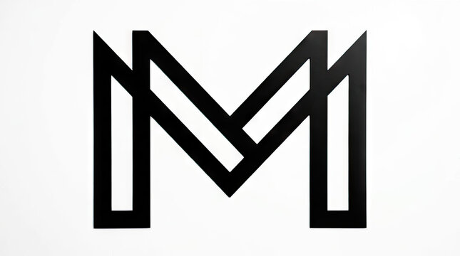Geometric black M letter logo design
