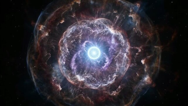 Massive supernova explosion expanding rapidly across the dark deep space