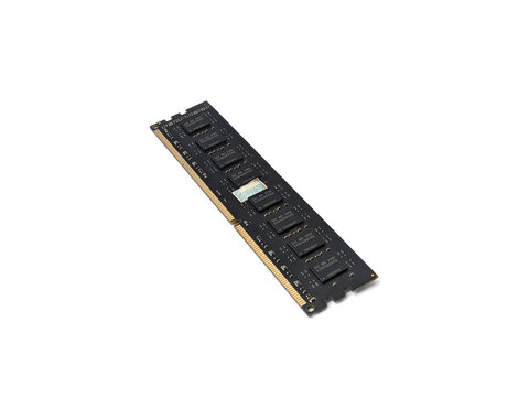 RAM memory module isolated on white background.