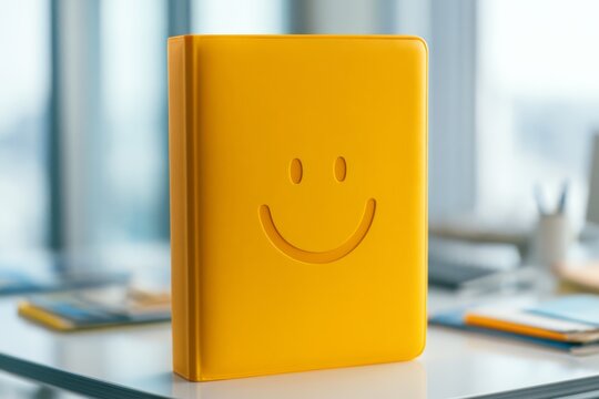 Office folder with a smiley face on an executive desk