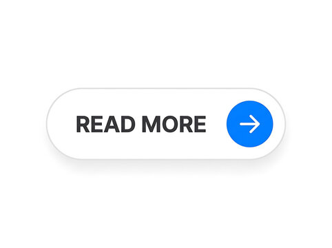 Read more button with circular arrow icon isolated on white background