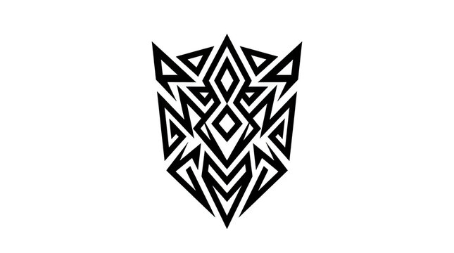 Symmetrical black geometric tribal mask vector design.