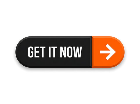 Modern black and orange call to action button with arrow icon