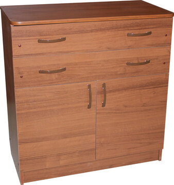 Wide-angle view of a rustic wooden drawer with visible wood grain