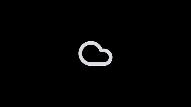 Minimalist white cloud icon isolated on a solid black background.