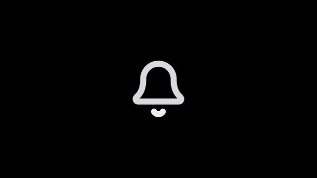 Minimalist notification bell icon isolated on a solid black background.