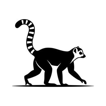 Walking lemur silhouette animal illustration