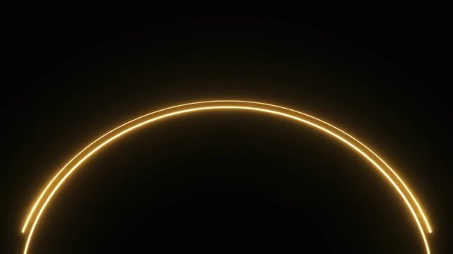 Ultra realistic gold light trail arcs between two fixed points against dark space, with emerald highlights and open negative space, creating futuristic technology background for commercial design use.