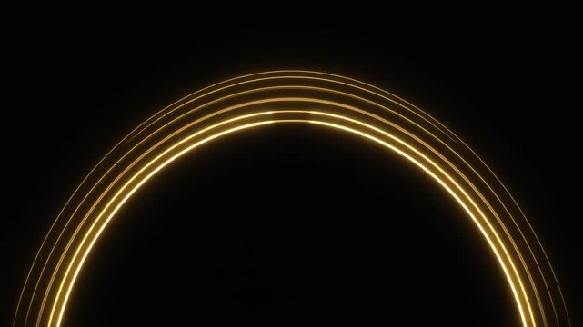 Ultra realistic gold light trail arcs between two fixed points against dark space, with emerald highlights and open negative space, creating futuristic technology background for commercial design use.