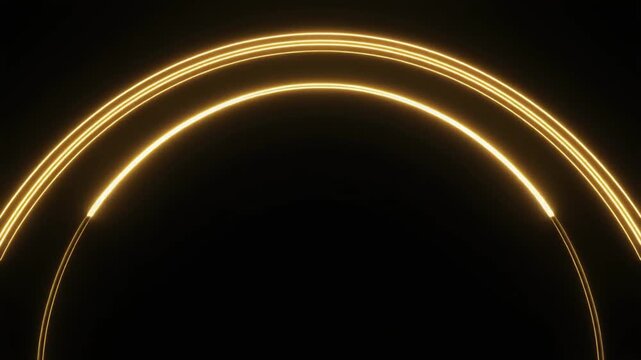 Ultra realistic gold light trail arcs between two fixed points against dark space, with emerald highlights and open negative space, creating futuristic technology background for commercial design use.