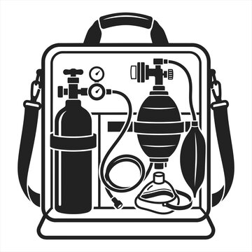 Emergency oxygen kit bag vector illustration icon