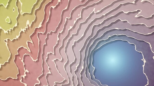 Abstract paper cut topographic map background animation loop 4K