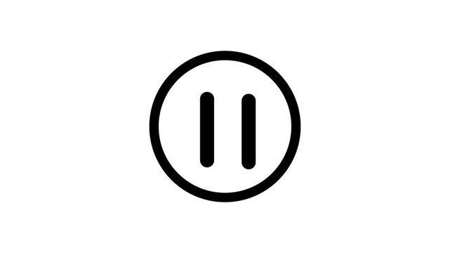 Computer mouse cursor clicking black play button icon on white background