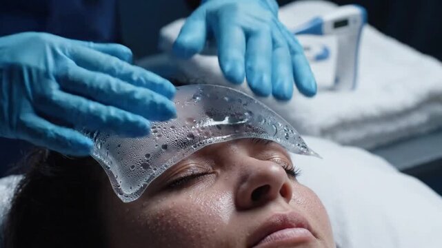 Close-up Of Applying Cooling Gel Pack To Forehead 4K