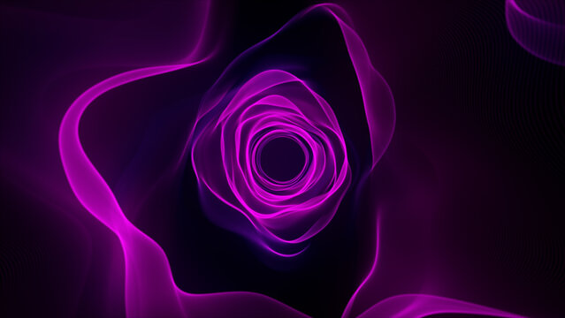 Purple Neon Abstract Tunnel With Flowing Glowing Waves Creating A Futuristic Digital Vortex Background 3d rendering