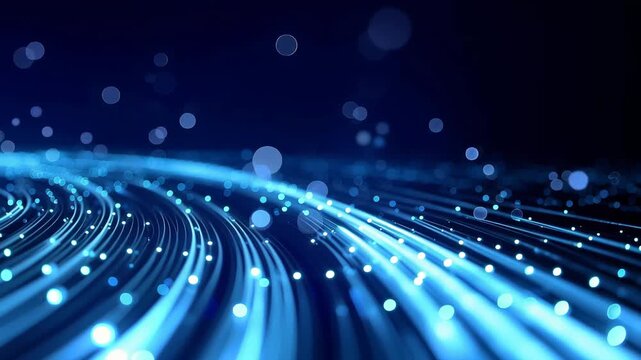 Blue Fiber Optic Data Flow Technology Background